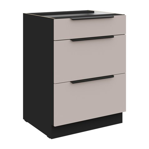 Spodná skrinka so zásuvkami 60 D Arona - kašmír/čierny mat 01