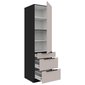 Vysoká potravinová skriňa Arona so zásuvkami - kašmír/čierny mat 02