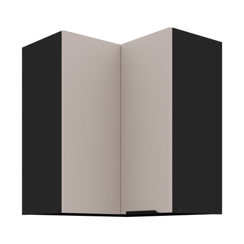 Rohová horná skrinka Arona - kašmír/čierny mat 01