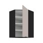 Vysoká horná rohová skrinka Arona - kašmír/čierny mat 02
