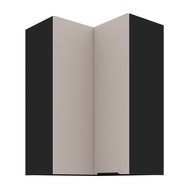 Vysoká rohová horná skrinka Arona - kašmír/čierny mat 01