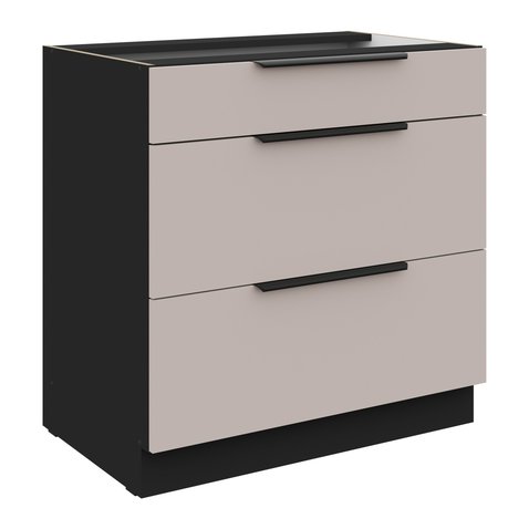 Spodná skrinka so zásuvkami 80 D Arona - kašmír/čierny mat 01