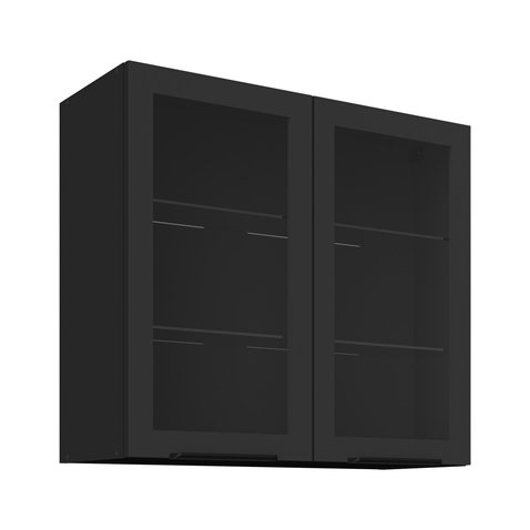 Horná presklená skrinka Arona - čierny mat 01