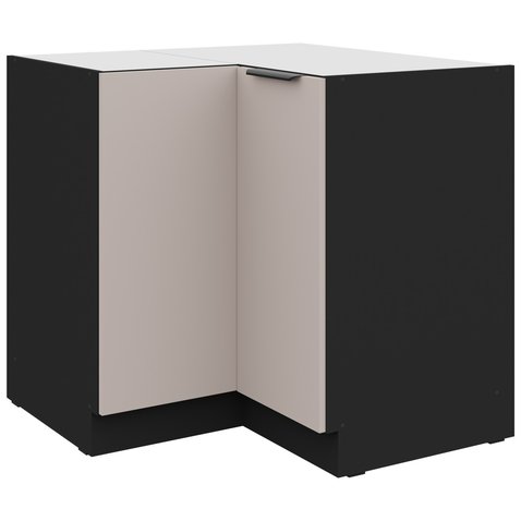 Spodná rohová kuchynská skrinka Arona - kašmír/čierny mat 01