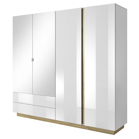 Moderná šatníková skriňa 220 ARCO 17 - biely lesk/dub grandson - 01