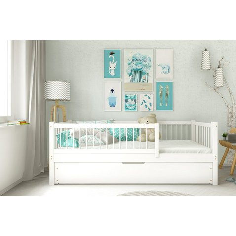 Drevená detská posteľ Axel bis s úložným priestorom - 90 x 200 / biela01