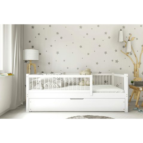 Drevená detská posteľ Axel bis2 s prístelkou - 80 x 160 / biela 01