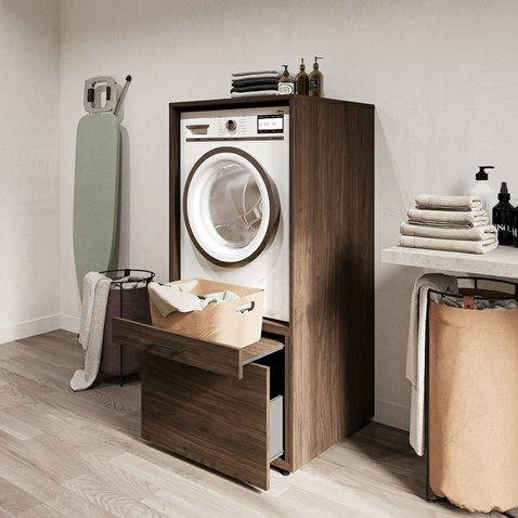 Praktická skrinka na práčku Aza – dekor orech villa 01