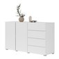 Moderná komoda Asymetric v bielom mate s bezúchytkovým otváraním – 4 zásuvky, 2 dvierka 02