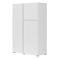 Vysoká komoda Asymetric v bielom mate s bezúchytkovým otváraním 01