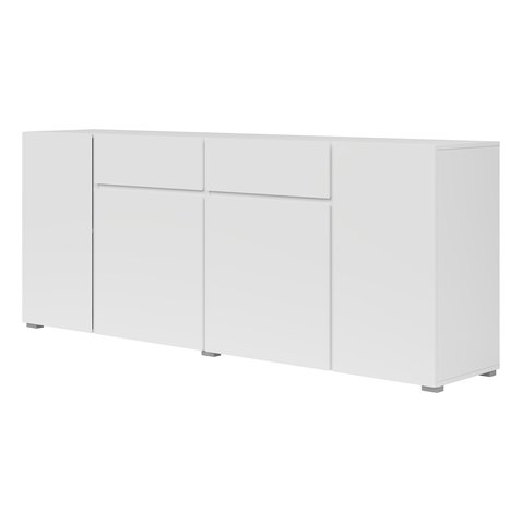 Priestranná komoda Asymetric 195 cm v bielom mate 01