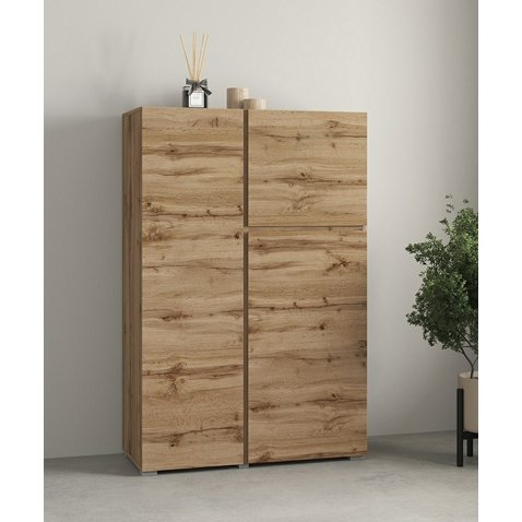 Vysoká komoda Asymetric s dvierkami – dekor dub wotan 01