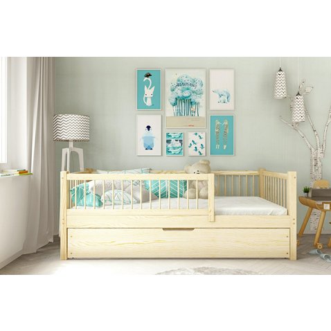 Drevená posteľ s úložným priestorom Axel bis - 70 x 140 / prírodná 01