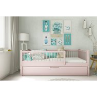 Borovicová posteľ Axel bis s úložným priestorom - 80 x 160 / ružová 01