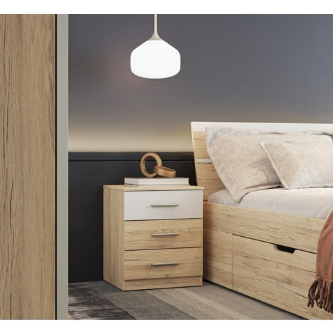 Nočný stolík Beta - dub san remo svetlý / biela 01