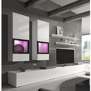 Moderná obývacia stena Baros - biela / biely lesk / čierna