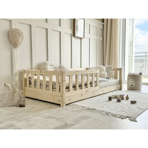 Detská posteľ Basic David 120 × 200 cm so zábranami – prírodná borovica 01