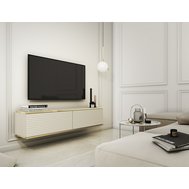 Dizajnový TV stolík Oro 135 cm - béžová/zlatá