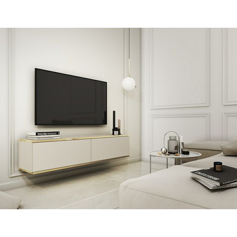 TV stolík Oro 135 cm - béžová/zlatá