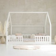 Priestranná domčeková posteľ Bianco duo - 140 x 200 cm / biela