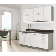 Dizajnová kuchyňa Bianka 180 cm - sivá / biely lesk