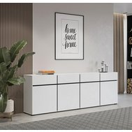 Priestranná komoda Cross 225 cm - biela / čierna