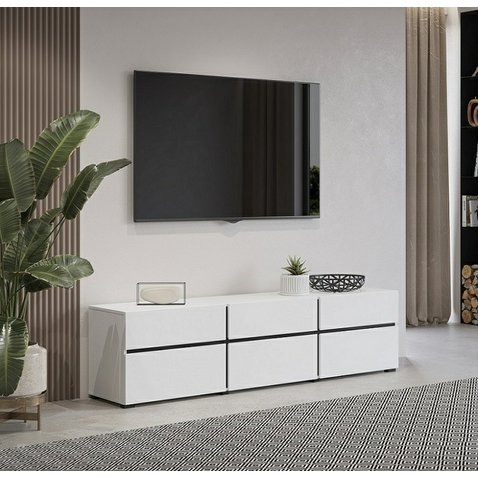 TV stolík Cross 180 cm - biela / čierna 01