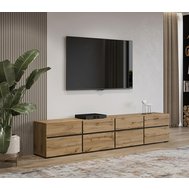 Moderný TV stolík Cross 225 cm - dub wotan / čierna