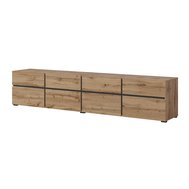 Moderný TV stolík Cross 225 cm - dub wotan / čierna 03