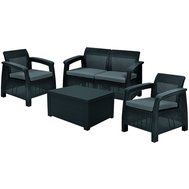 Záhradný set Corfu box - antracit / šedé podušky