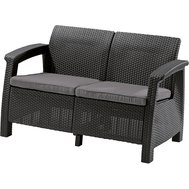 Záhradná pohovka Corfu love seat 2 - antracit / šedé podušky