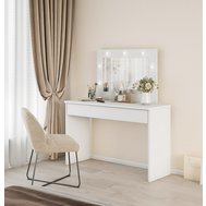 Toaletný stolík Eva – biely, so zásuvkou a LED zrkadlom