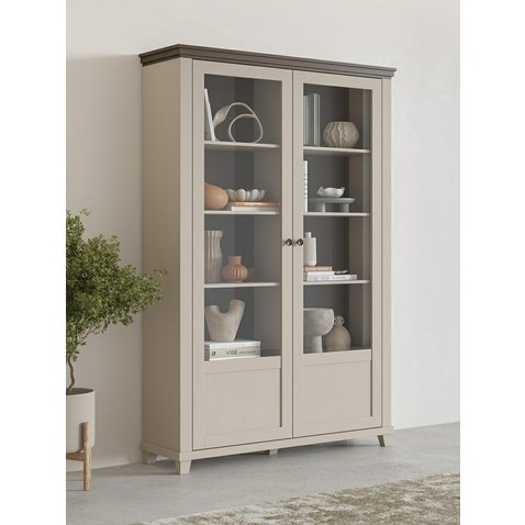 Dvojdverová vitrína Evora 3 v svetlo béžovom prevedení s dekorom dub dunin 01