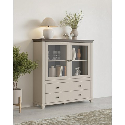 Vitrína Evora v svetlo béžovej farbe s dekorom dub dunin 01