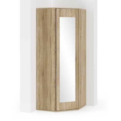 Rohová šatníková skriňa so zrkadlom Emi 1 - dub sonoma