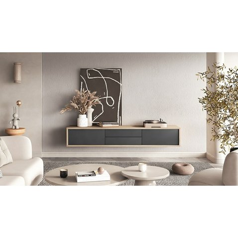 Televízny stolík Frida 2 - olejovaný dub / antracit 01