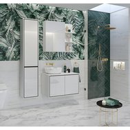 Kúpeľňová zostava Irvine - biela / čierna / biely lesk 01