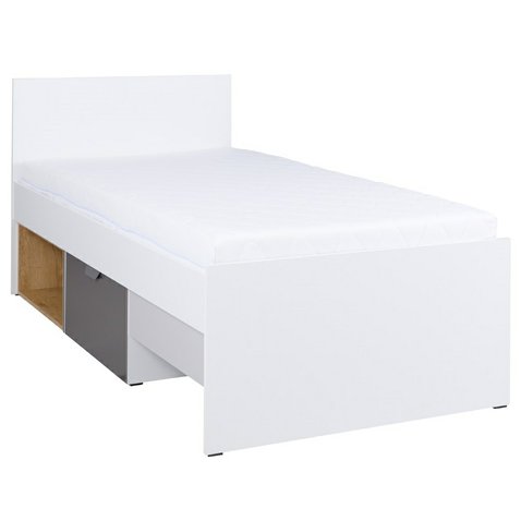 Jednolôžková posteľ Joker 15 - biela/grafit/sivá/dub lefkas 01