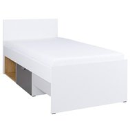 Jednolôžková posteľ Joker 15 - biela/grafit/sivá/dub lefkas