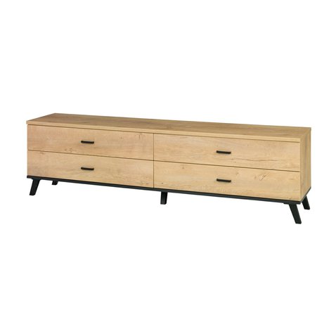 Nízka zásuvková komoda John 6 - dub lefkas / čierna 01