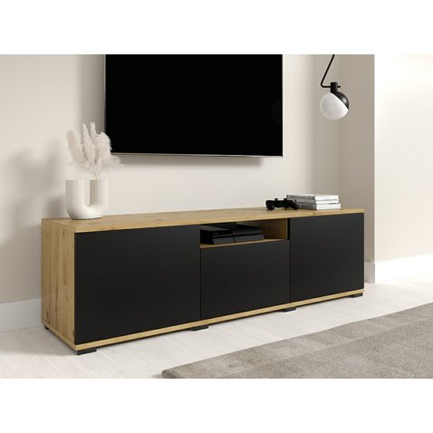 TV stolík na plastových nôžkach Logan 150 - dub artisan / čierna - 01