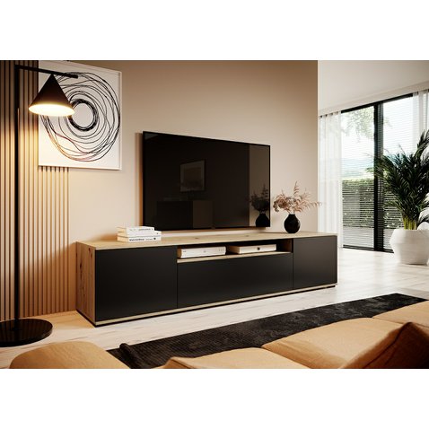 TV stolík na plastových nôžkach Logan - dub artisan / čierna - 01