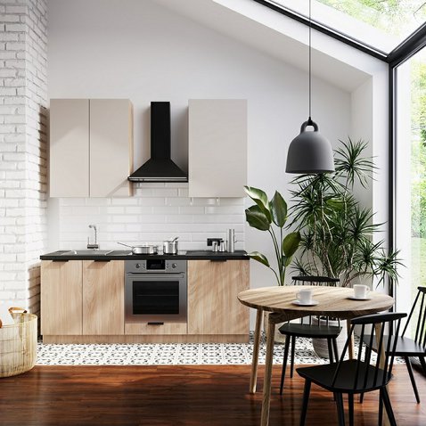 Malá kuchynská linka Sorento 200 cm - dub puccini / béžová 01