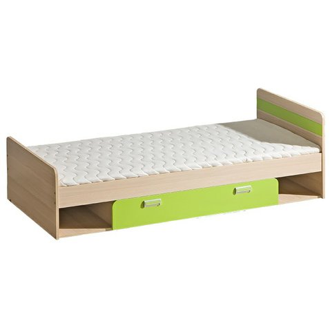 Jednolôžková posteľ s úložným priestorom Lorento - jaseň coimbra / zelená limetka 01