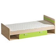 Jednolôžková posteľ s úložným priestorom Lorento - jaseň coimbra / zelená limetka