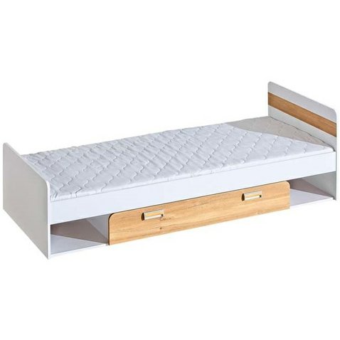 Jednolôžková posteľ s úložným priestorom Lorento 12 - biela/dub nash 01