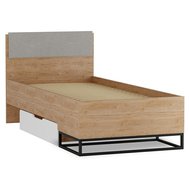 Jednolôžková posteľ Landro - dub hikora/biela matná