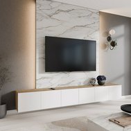 Moderný LIO závesný TV stolík 300 cm - dub artisan/biely mat 03