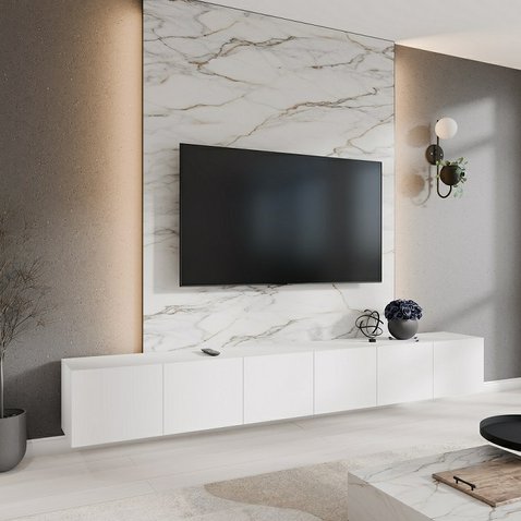 Závesný TV stolík LIO 300 cm - biely mat 04