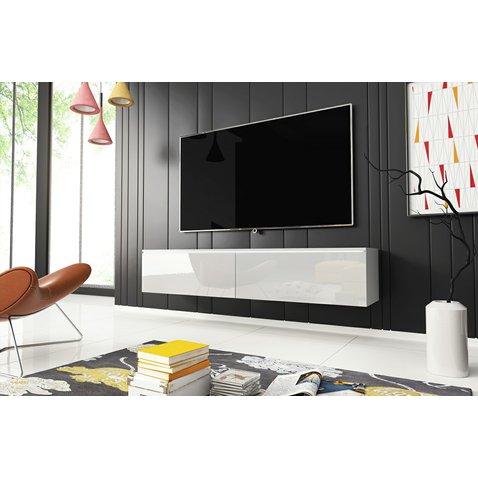 Elegantný TV stolík Lowboard D 140 cm - biela / biely lesk 01